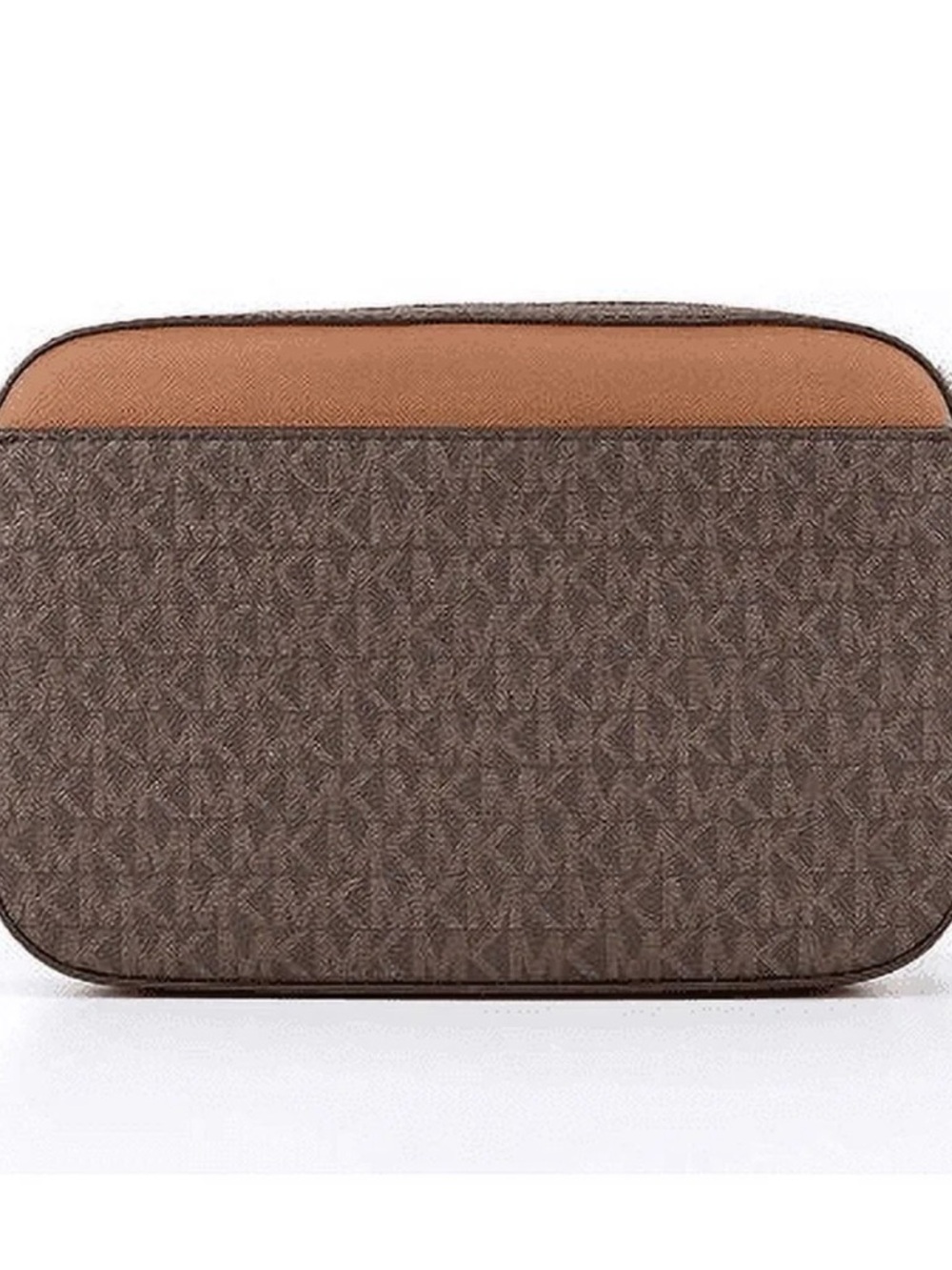 Michael Kors Brown/Tan Gold Tone Hardware Jet Set Large Logo Crossbody Bag - Picture 8 of 12